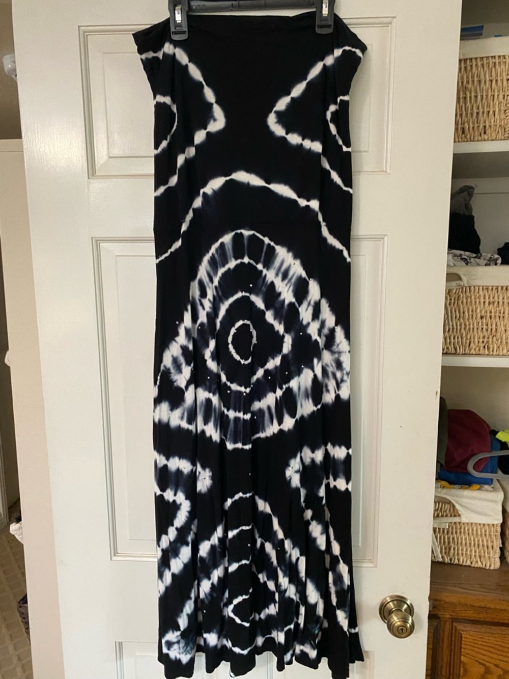 INC Black & White Tie-Dye Strapless Maxi Dress or Fold over skirt